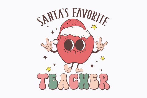 Christmas Santa's Favorite Teacher Retro Graphics & Crafts