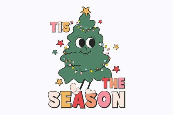 Christmas Tis the Season Retro SVG for Crafts & Graphics
