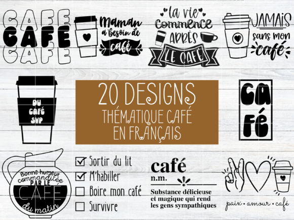 French Coffee SVG Graphics for Local Business Crafts