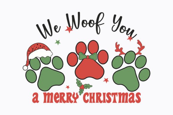 Retro Christmas Dog Graphics for Holiday Crafts